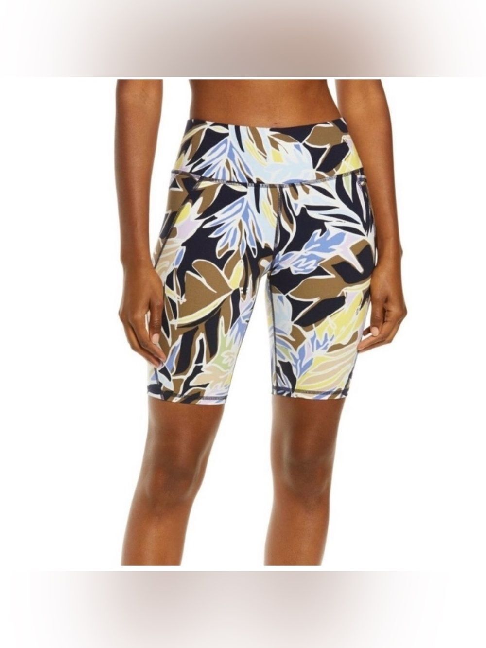 Sweaty Betty Power 9" Biker
Shorts 9" INSEAM Size XS Green Paper Leaf Print